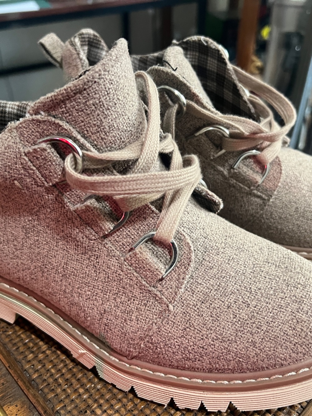 Hey Girl Textured Blush Lace-Up Ankle Boots for Women